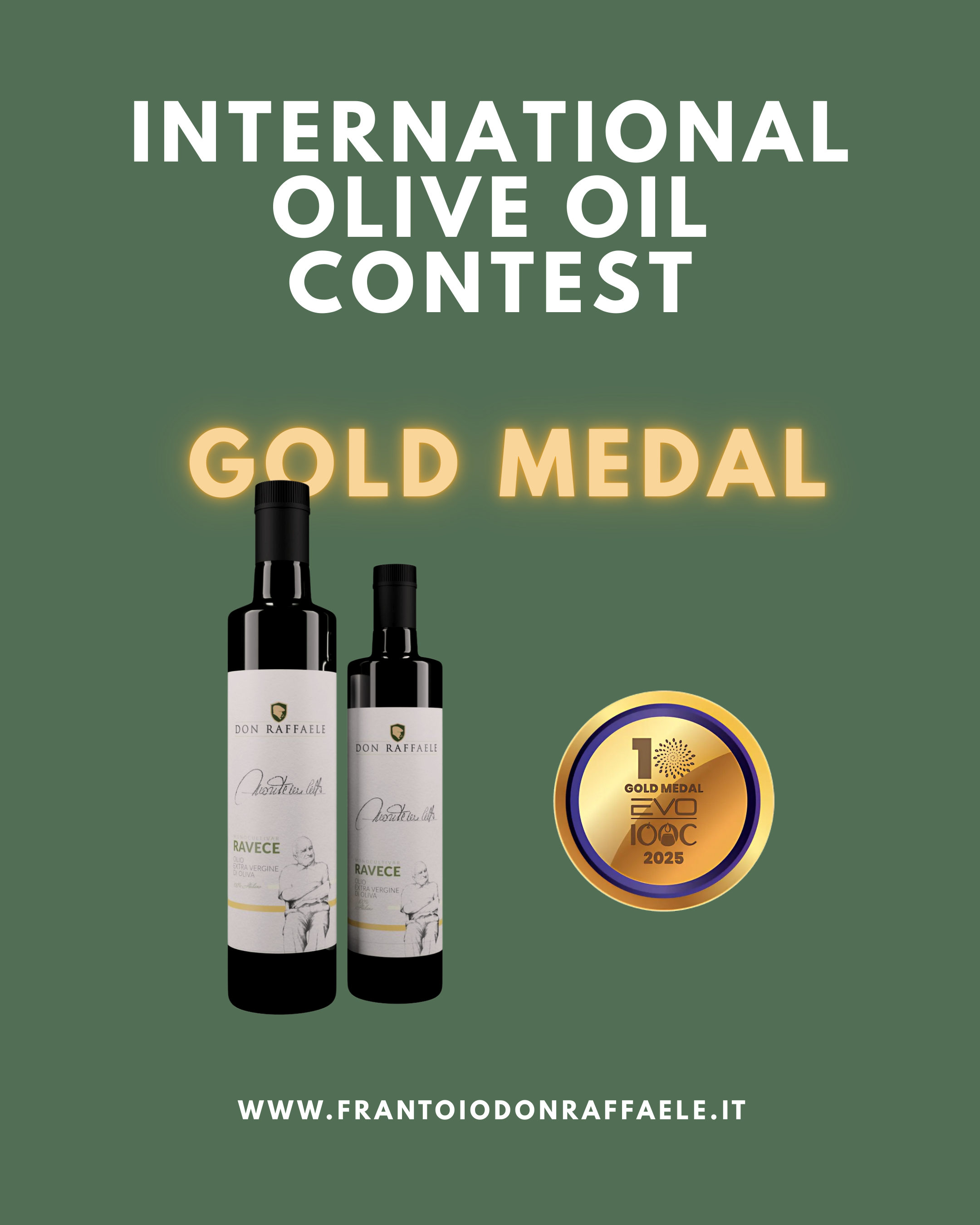 International Olive Oil Contest EVO IOOC 2025 - Medaglia d'Oro Monocultivar Ravece