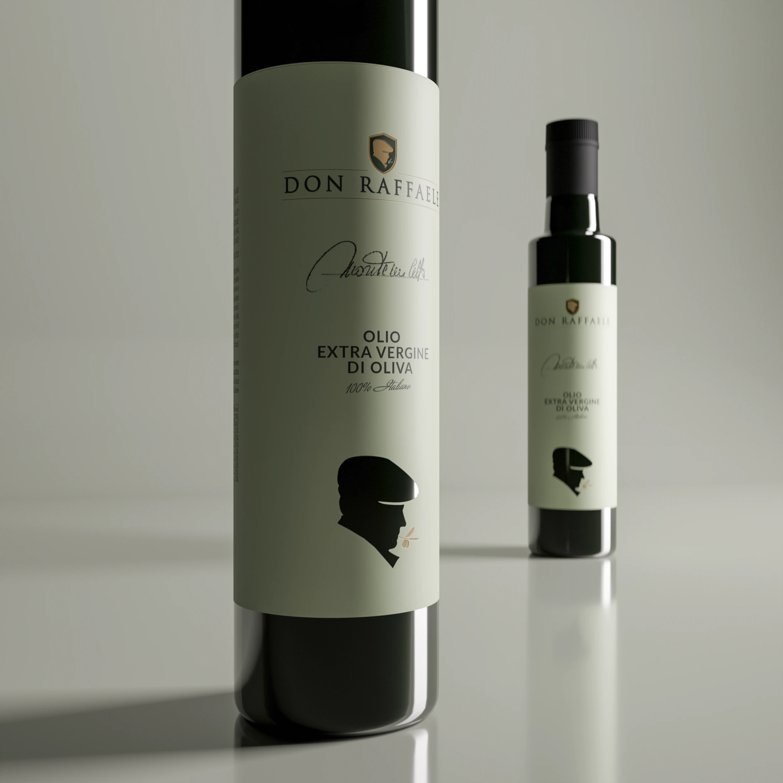 Etichetta e presentazione bottiglia olio multicultivar Don Raffaele