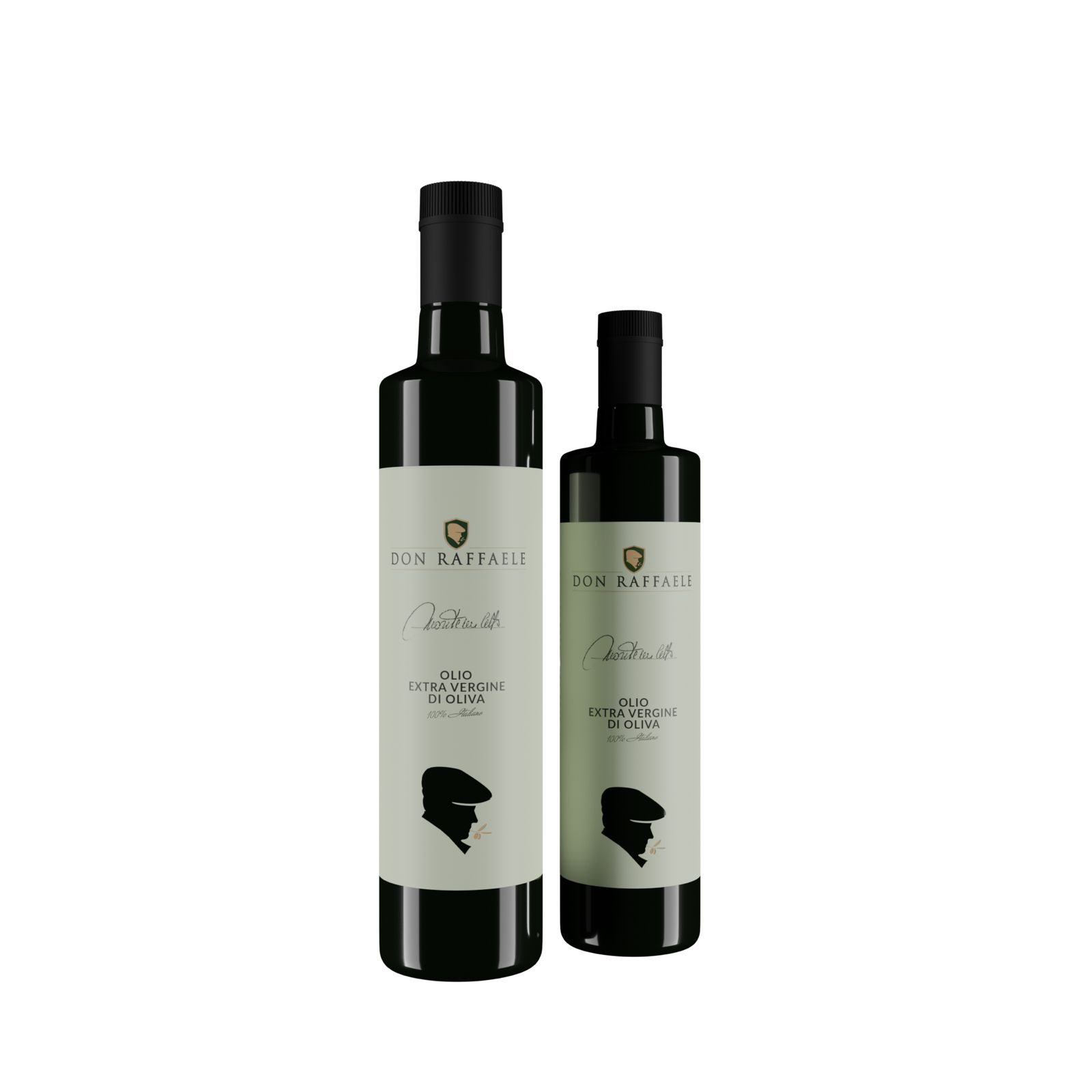 Bottiglie da 0,25 e 0,5 L di olio extravergine multicultivar Don Raffaele